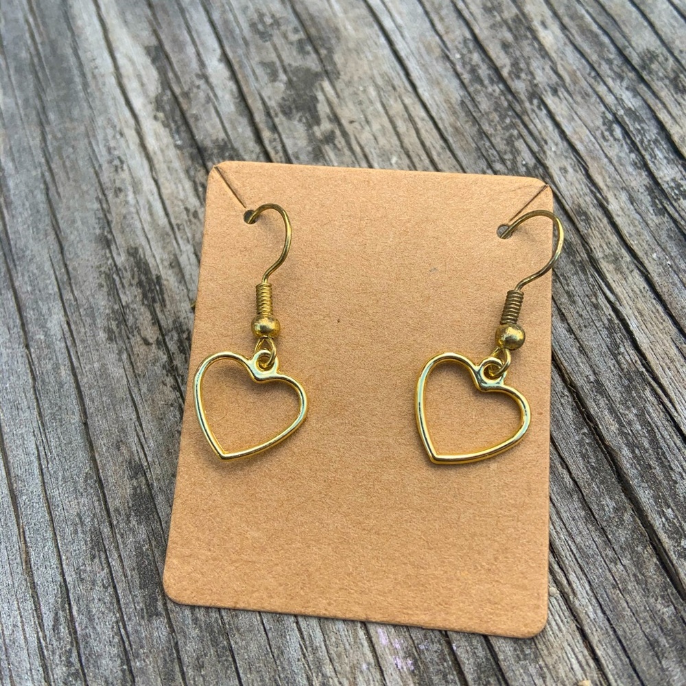 Gold heart hook earrings